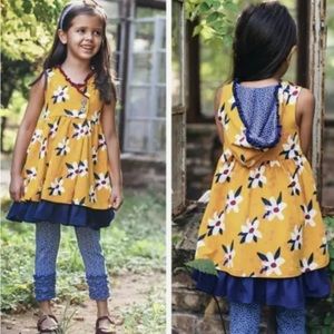 Wildflower yellow blue hood dress • marigold • dress